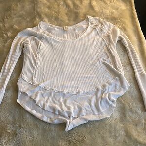 We The Free White Textured Long Sleeve Blouse